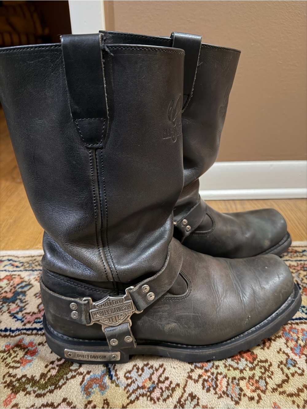 Harley-Davidson Men’s Black Leather Harness Motorcycle Boots Sz 11